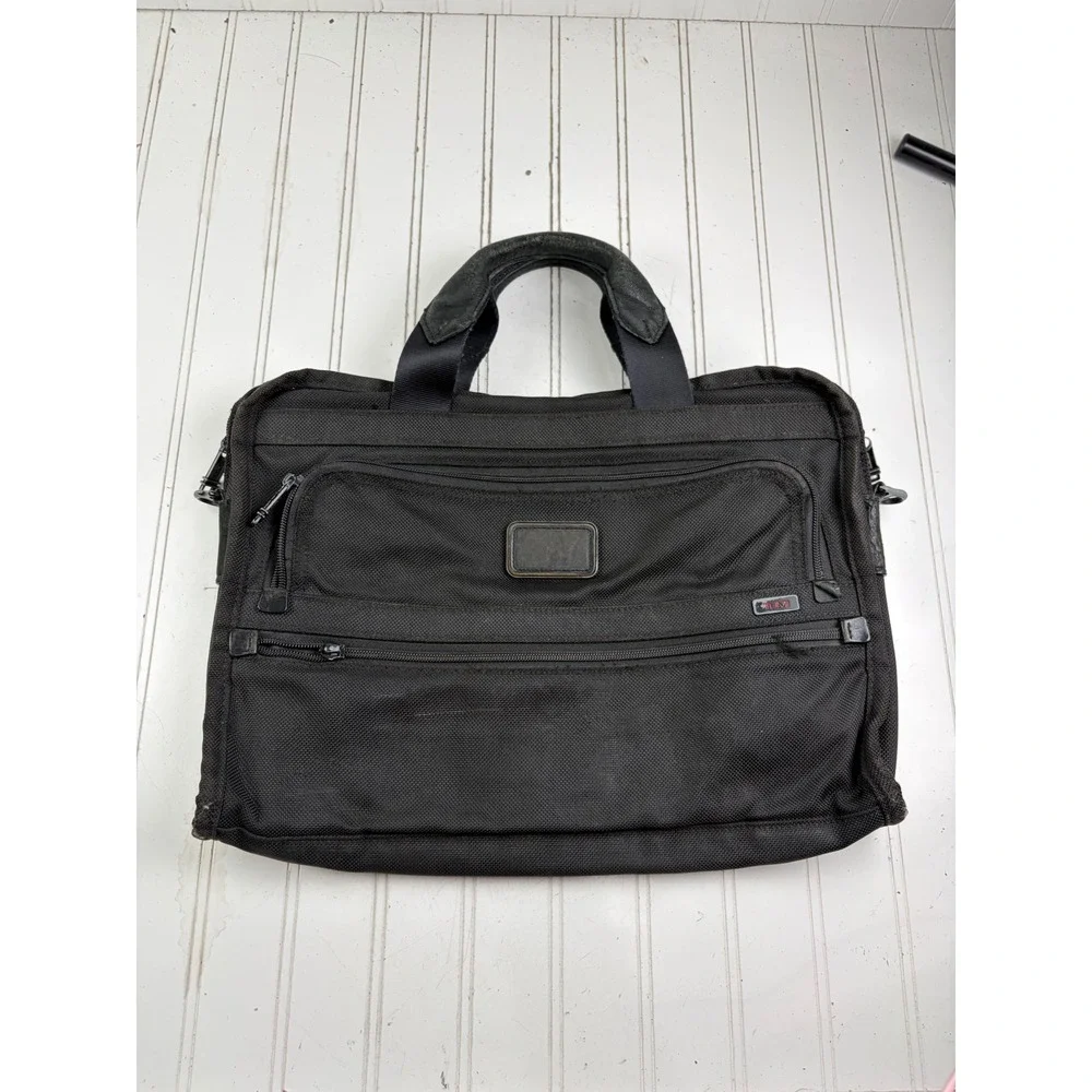 TUMI Alpha 2 Black Nylon Business Briefcase Laptop Travel Carry-On Messenger Bag